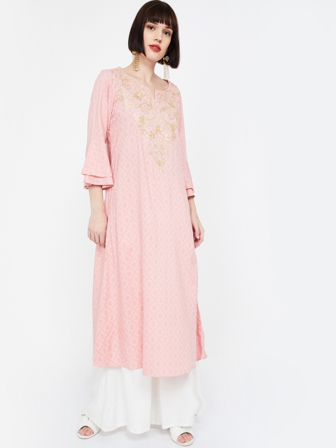 

Melange by Lifestyle Women Pink Printed A-Line Kurta