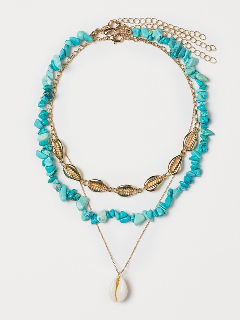 

H&M Women Turquoise Blue & Gold-Toned 3-Pack Necklaces