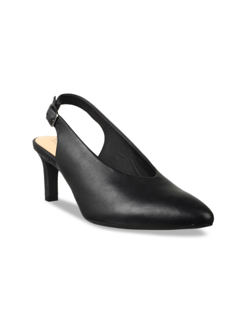 

Clarks Women Black Solid Leather Pumps