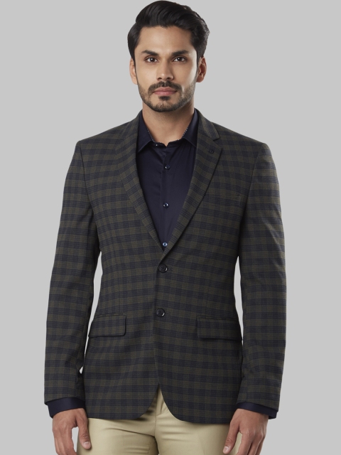 

Raymond Men Green & Blue Checked Regular-Fit Single-Breasted Blazer