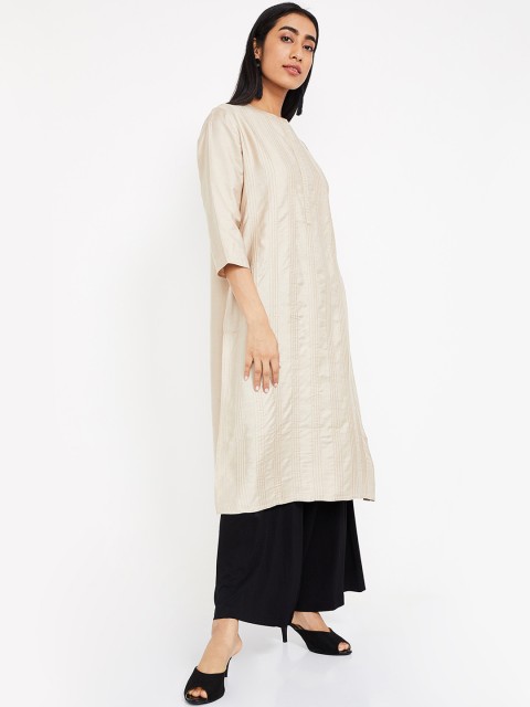 

Melange by Lifestyle Women Beige Solid A-Line Kurta