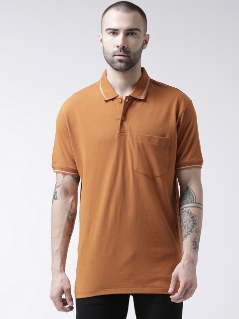 

GRIFFEL Men Mustard Yellow Solid Polo Collar T-shirt