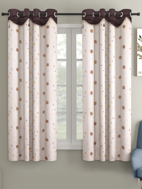 

Cortina Beige & Brown Floral Set of 2 Window Curtains