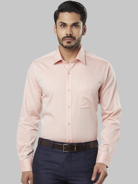 

Raymond Men Orange Regular Fit Self Design Formal Shirt