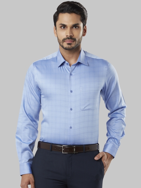 

Raymond Men Blue Regular Fit Checked Formal Shirt