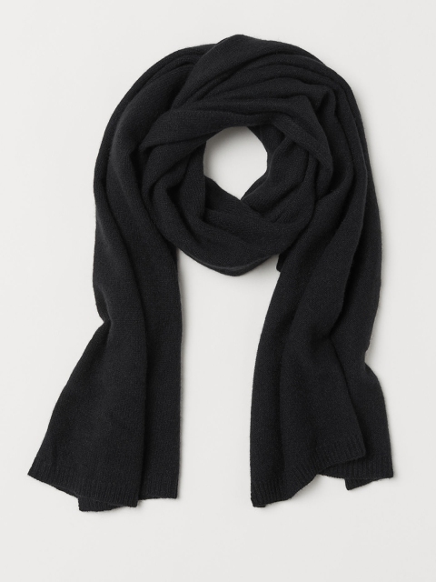 

H&M Women Black Solid Cashmere Scarf
