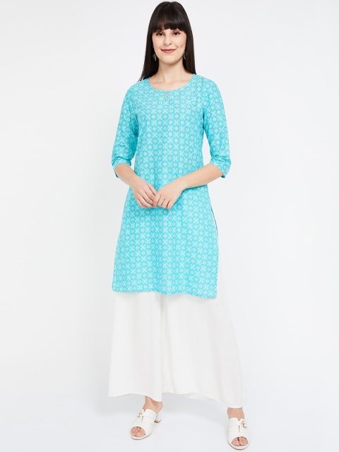 

Melange by Lifestyle Women Blue Printed Straight Kurta