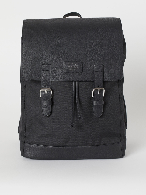

H&M Women Black Solid Backpack with a Flap