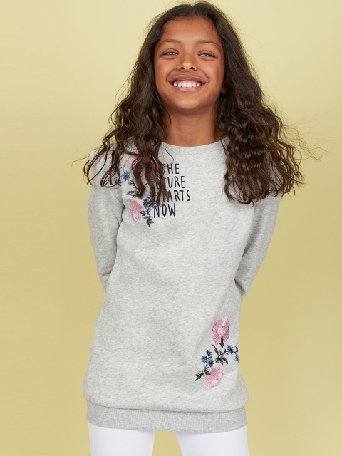 

H&M Girls Grey Solid Sweatshirt