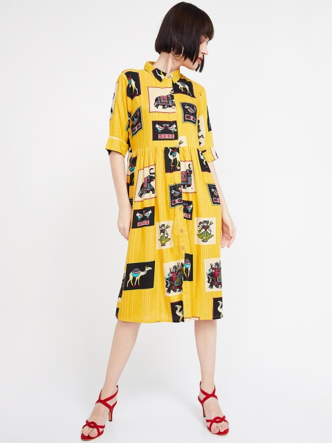 

Colour Me by Melange Women Mustard Yellow Shirt Dress