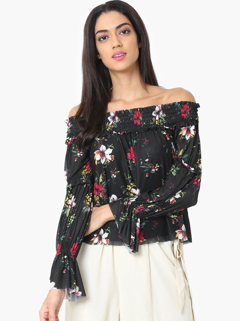 

Ginger by Lifestyle Women Black Printed Bardot Top