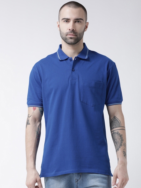 

GRIFFEL Men Blue Solid Polo Collar T-shirt