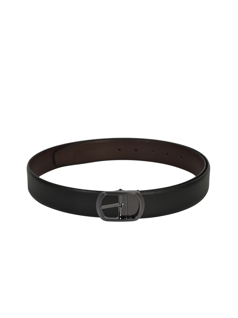 Second SKIN Men Black & Brown Textured Reversible Genuine Leather Belt
