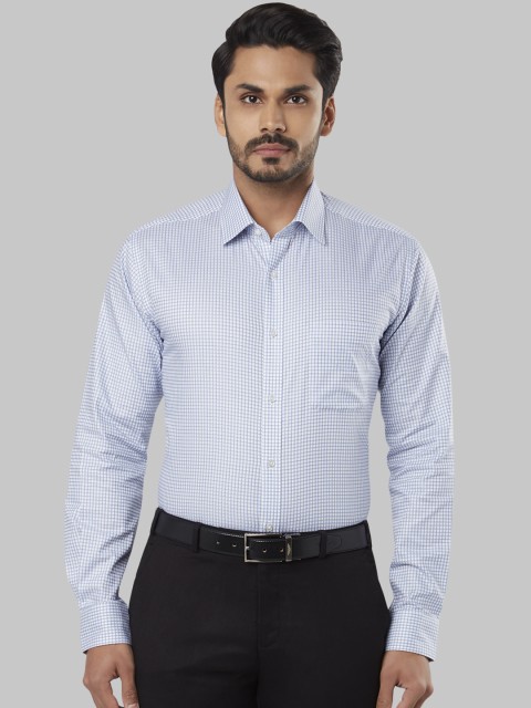 

Raymond Men Blue Slim Fit Checked Formal Shirt