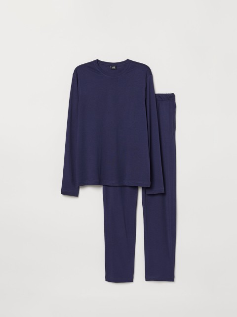 

H&M Men Blue Solid Pyjamas 0714913001