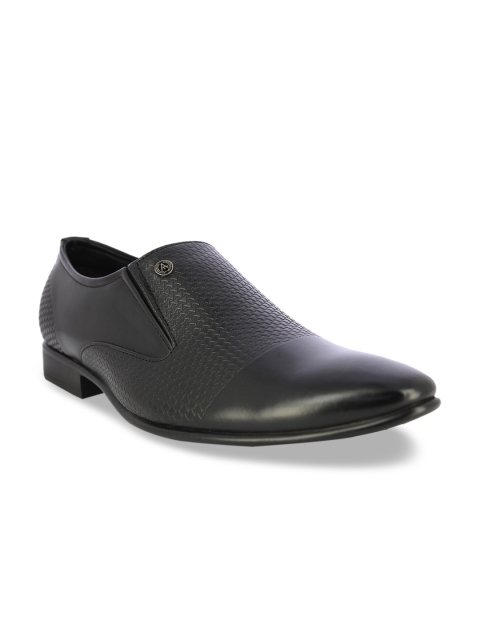 

Alberto Torresi Men Black Textured Formal Slip-Ons