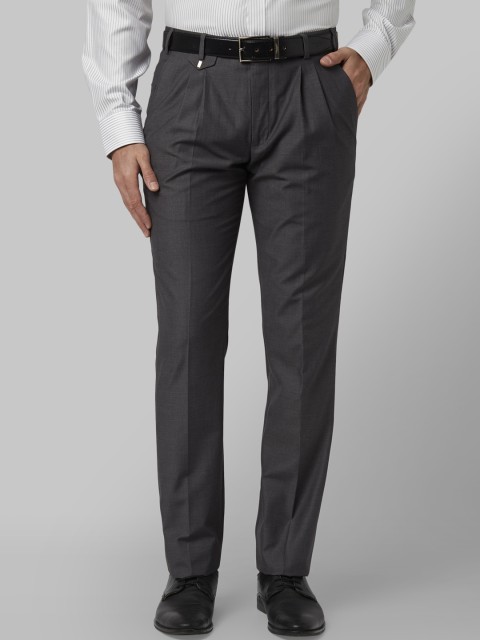 

Park Avenue Men Grey Regular Fit Solid Formal Trousers