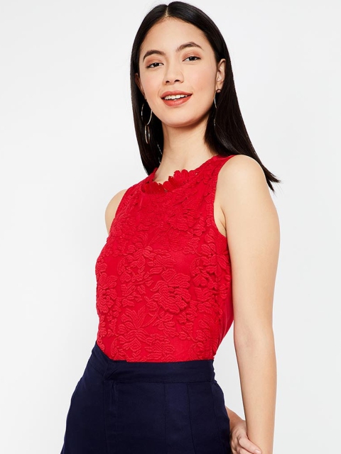 

CODE by Lifestyle Women Red Self Design Top