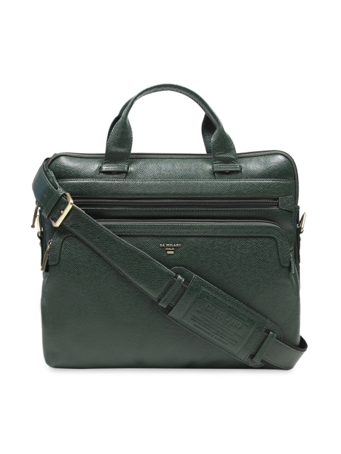 

Da Milano Unisex Green Textured Leather Bag