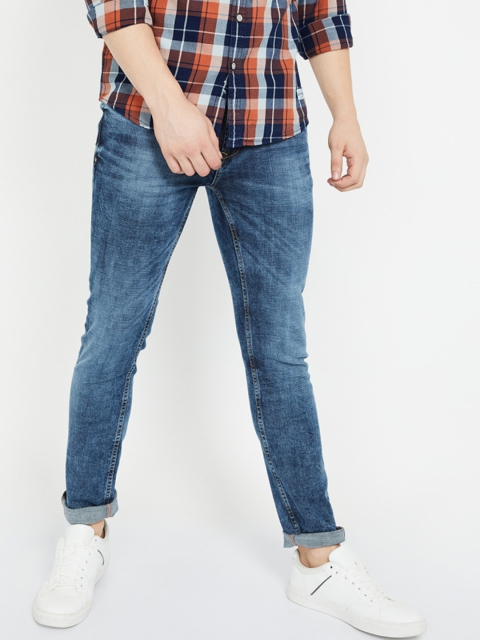 

Forca by Lifestyle Men Blue Skinny Fit Acid Washed Jeans