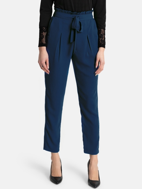 

Kazo Women Blue Straight Fit Solid Peg Trousers