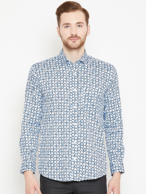 

Shaftesbury London Men Blue Smart Slim Fit Printed Casual Shirt
