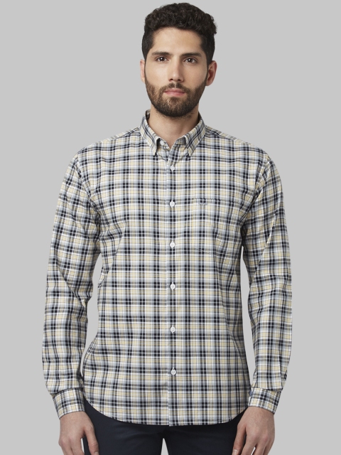 

Park Avenue Men Yellow & Black Slim Fit Checked Casual Shirt