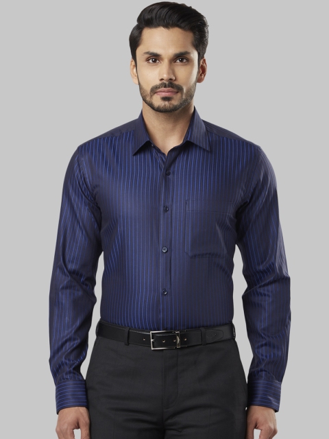 

Raymond Men Blue Regular Fit Striped Formal Shirt