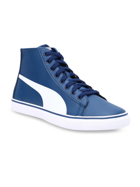 

Puma Men Navy Blue Colourblocked Carve Mid SL Gibraltar Sea-Puma Whit Mid-Top Sneakers