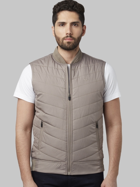 Park Avenue Men Beige Solid Puffer Jacket