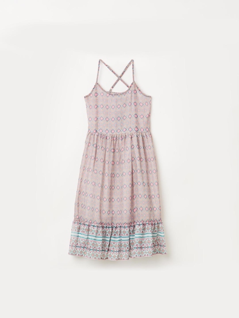 

Fame Forever by Lifestyle Girls Multicoloured Printed Smocked Fit and Flare Dress, Multi
