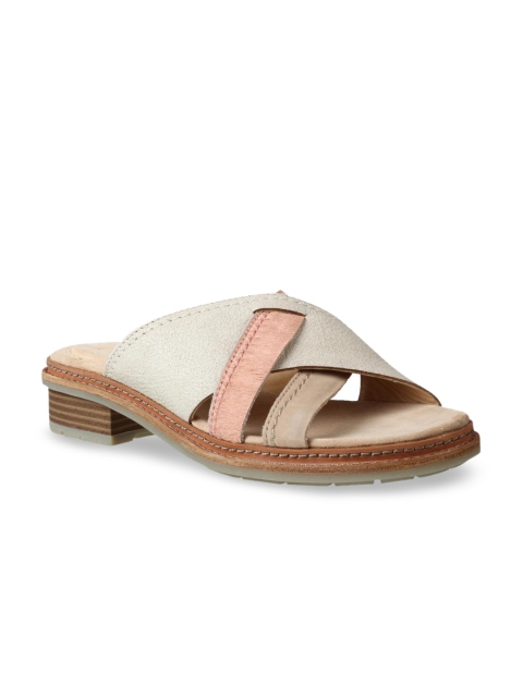 

Clarks Women White Solid Leather Heels