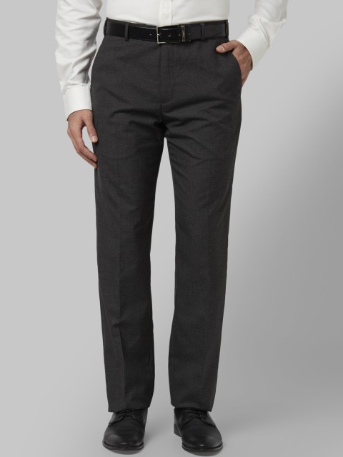 

Park Avenue Men Grey Regular Fit Self Design Formal Trousers