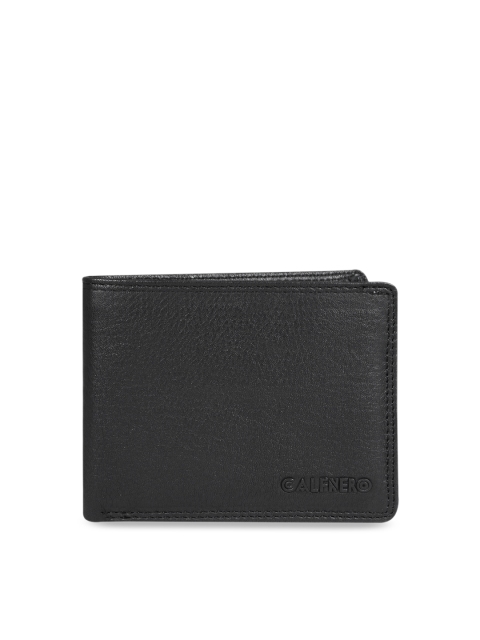 

CALFNERO Men Black Solid RFID Protected Genuine Leather Two Fold Wallet