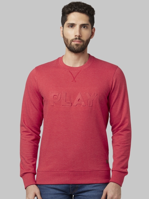 

Park Avenue Men Red Self Design Sweatshirt