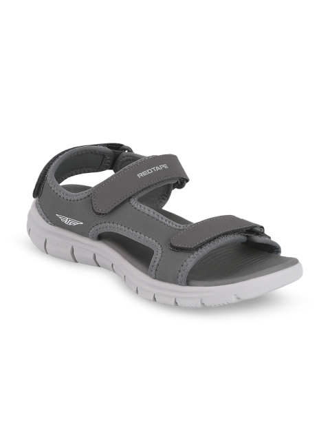 

Red Tape Men Grey Solid Sports Sandals
