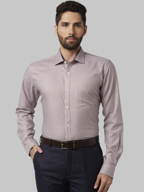 

Park Avenue Men Purple & White Slim Fit Checked Formal Shirt