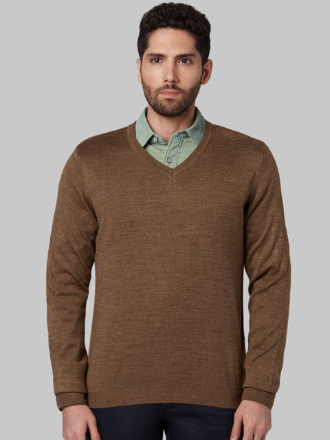 

Park Avenue Men Brown Solid Sweater