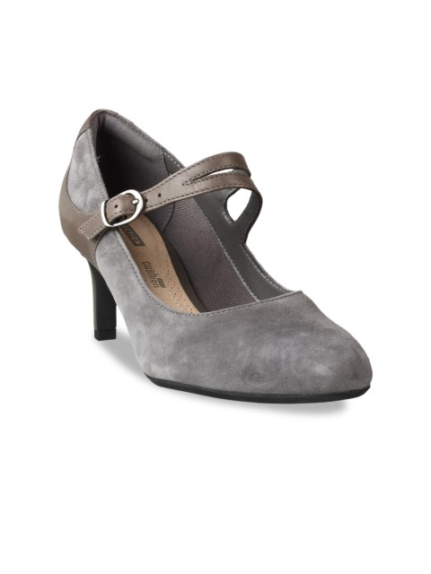 

Clarks Women Grey Solid Leather Pumps