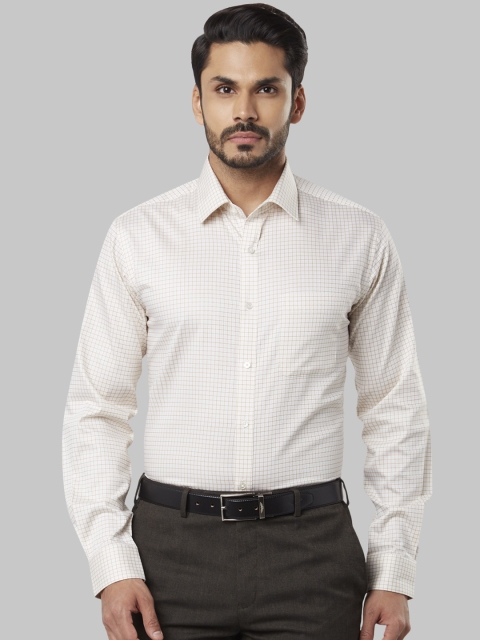 

Raymond Men Off-White Slim Fit Checked Formal Shirt
