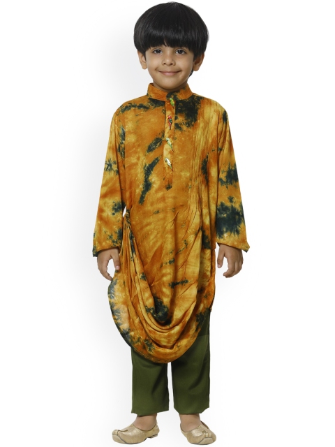 

LilPicks Boys Mustard & Blue Dyed Kurta with Pyjamas