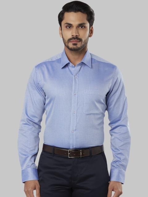

Raymond Men Blue Regular Fit Self Design Formal Shirt