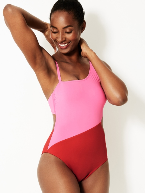 

Marks & Spencers Women Pink & Red Colourblocked Swimwear T526908PINK