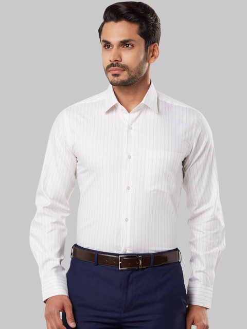 

Raymond Men White Regular Fit Striped Formal Shirt