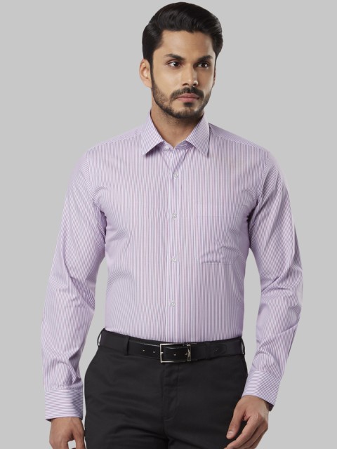 

Raymond Men Red & Lavender Regular Fit Striped Formal Shirt