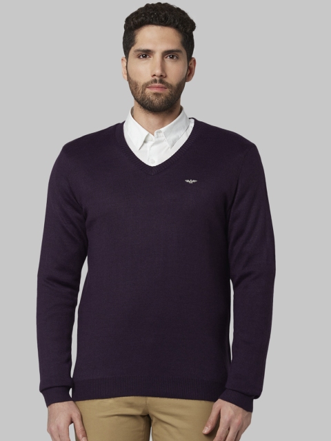 

Park Avenue Men Purple Solid Sweater