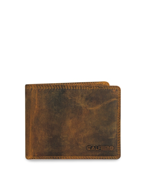 

CALFNERO Men Brown Solid Genuine Leather Two Fold Wallet
