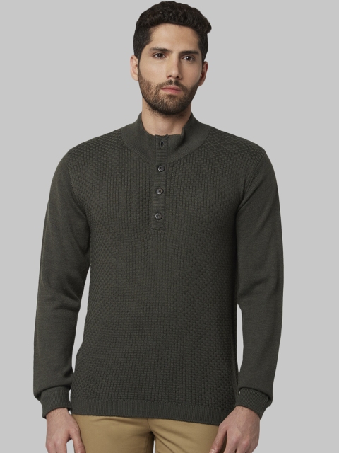 

Park Avenue Men Green Solid Sweater