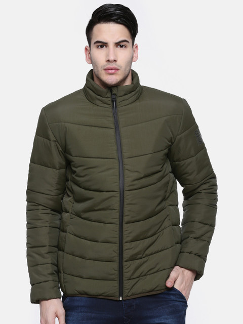 

t-base Men Olive Green Solid Lightweight Jacket