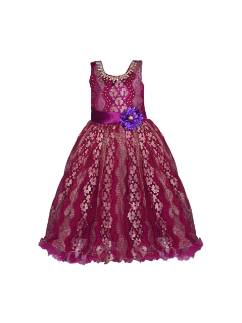 

Wish Karo Girls Maroon Fit and Flare Dress